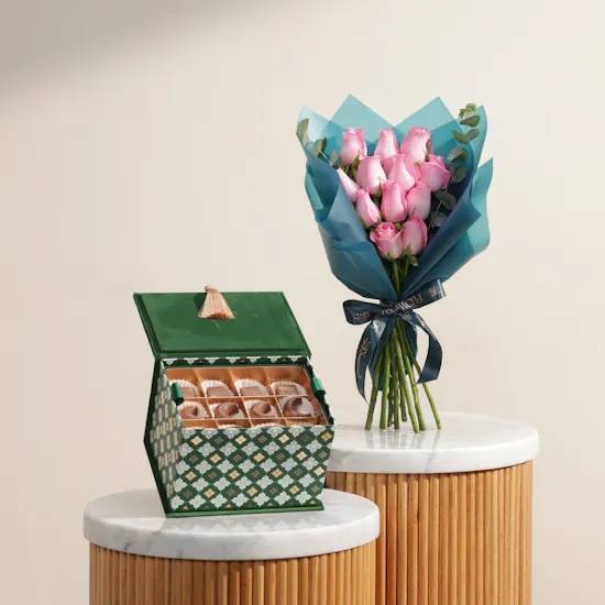Forrey and Galland Dates and Chocolate Green Box | Light of Flowers