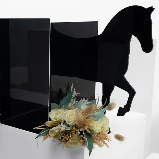 Black Horse Bookends | Baby Roses
