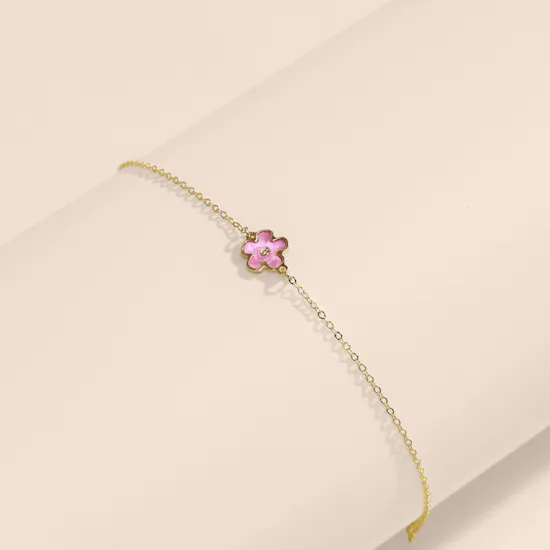 Damas DC Baby Pink Flower Gold Bracelet