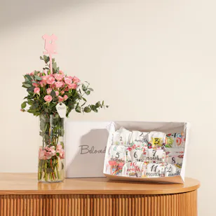 Belovedone Best Memories Baby Set | Welcome Baby Flowers Vase