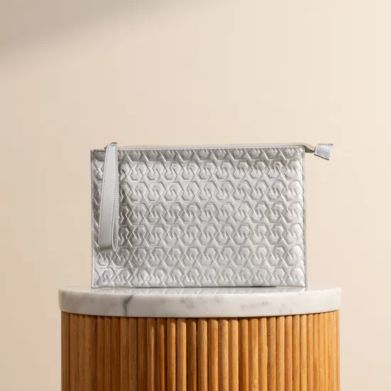 Cocan Silver Flat Clutch Bag