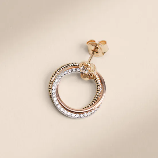 Damas Revolve Trio Gold Diamond Women's Earrings