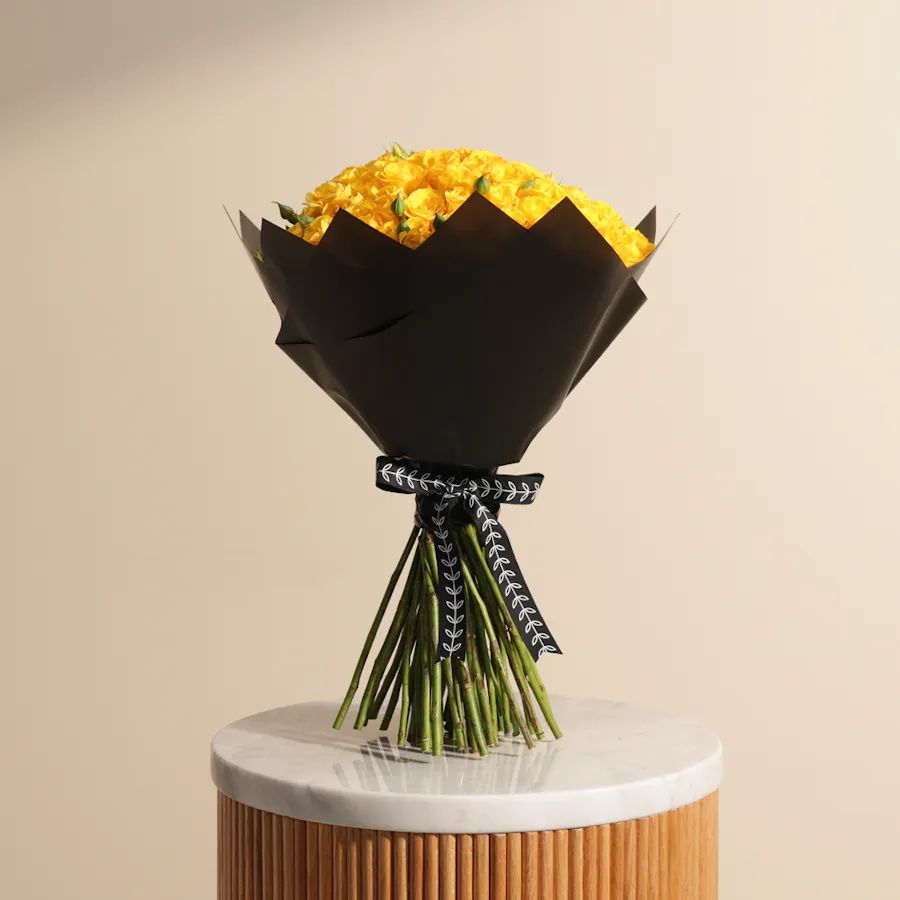 Yellow Glow Bouquet | 50 Baby Roses 1