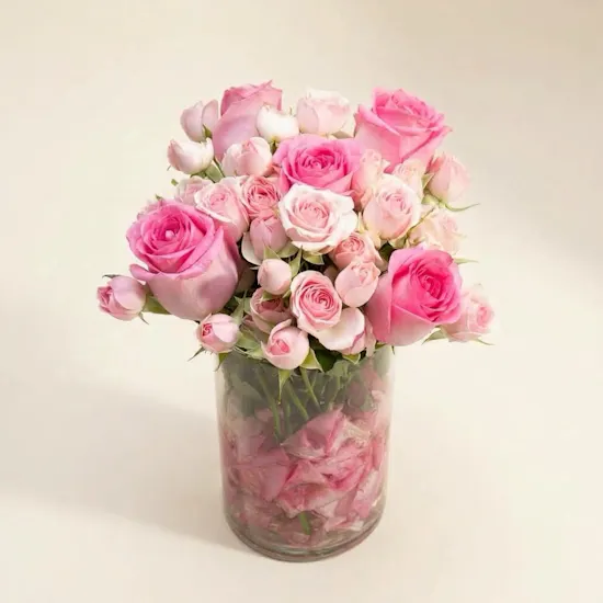 مزهرية زهور الحب المتفتحة