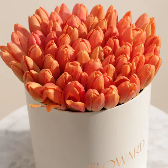 Optimistic Orange Tulip Flowers Box | 45 Flowers