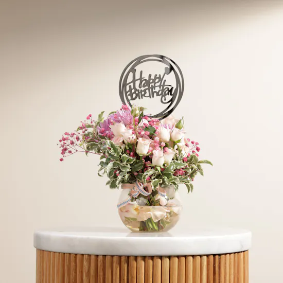 Happy Birthday Flowers Vase