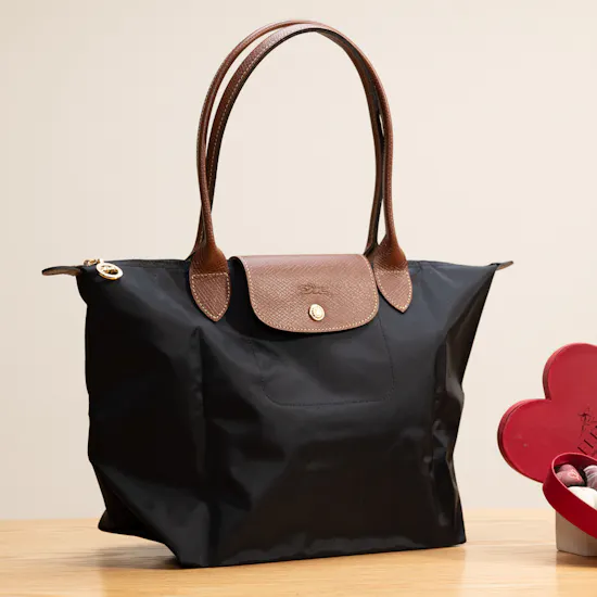 Longchamp Large Black Tote Bag | Fleur Chocolates and Flowers