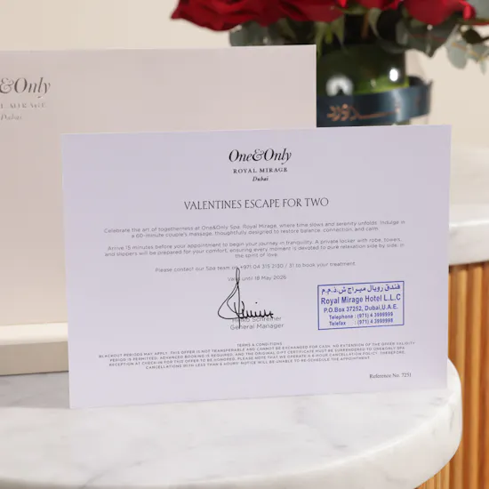 One&Only Spa Valentine's Escape for Two Voucher | Lovely Red Roses