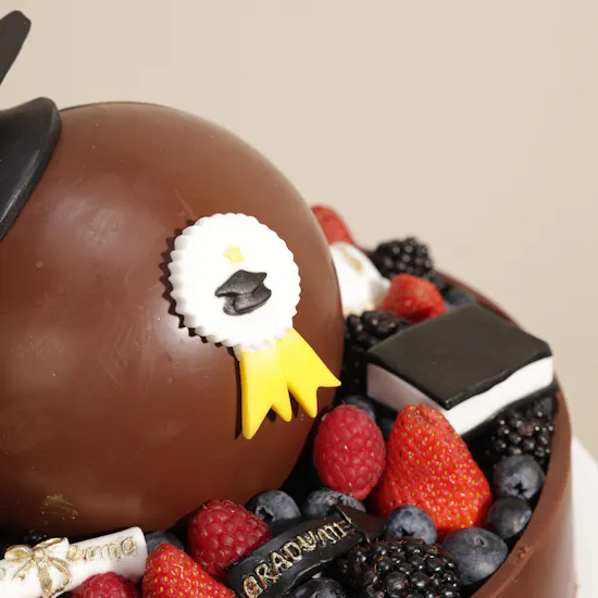 NJD Graduation Chocolate with Fresh Fruits Cake