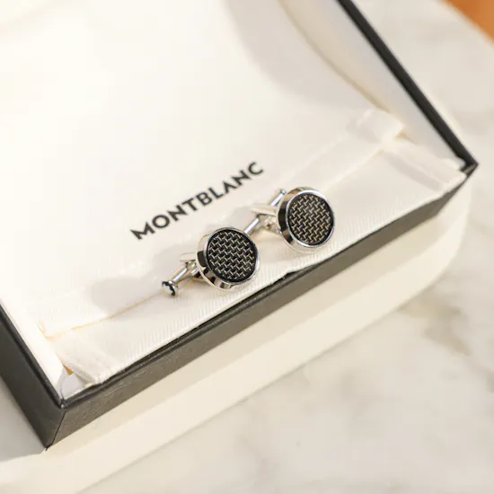 Montblanc Round Black Cufflinks | Dreamy Flowers Vase