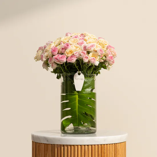 Soft Whisper Baby Roses Vase