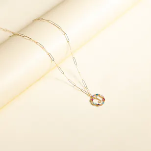 L'azurde Letter J Colored Stones Necklace L'azurde Letter J Colored Stones Necklace