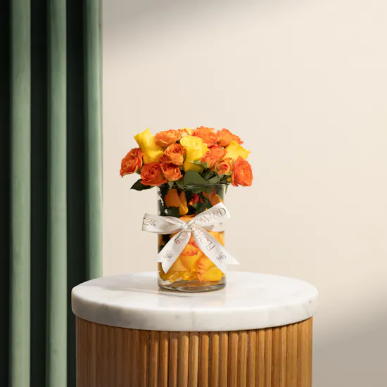 Orange and Yellow Rose Vase