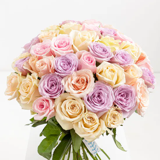 40 Pastel Mixed Rose Bouquet
