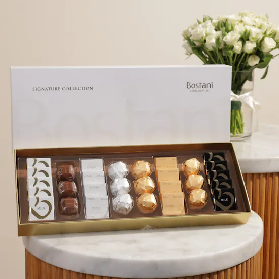 Bostani Chocolate White Signature Box | Charming Flower Vase