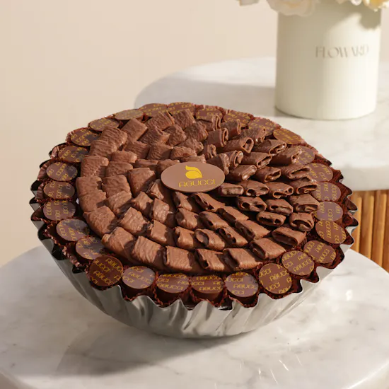 Abucci Elegant Chocolate Silver Tray | Blissful Flowers
