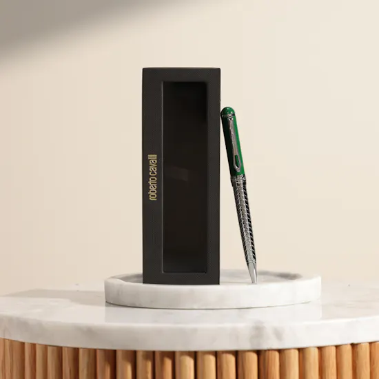 Roberto Cavalli Silver & Green Writing Pen