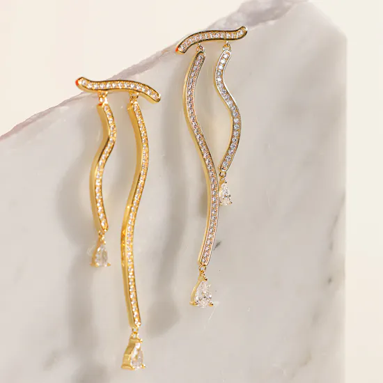 Velvet Desert Gold-plated Dune Mirage Long Drop Earrings