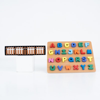 RSC Wooden Board Alphabetics, Numbers and Shapes + RSC Abacus P20-25 26.8x6.5x1.5cm