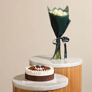 Patisserie by Guillermo Palomo Tiramisu Cake | Dreamy Flowers Bouquet 
