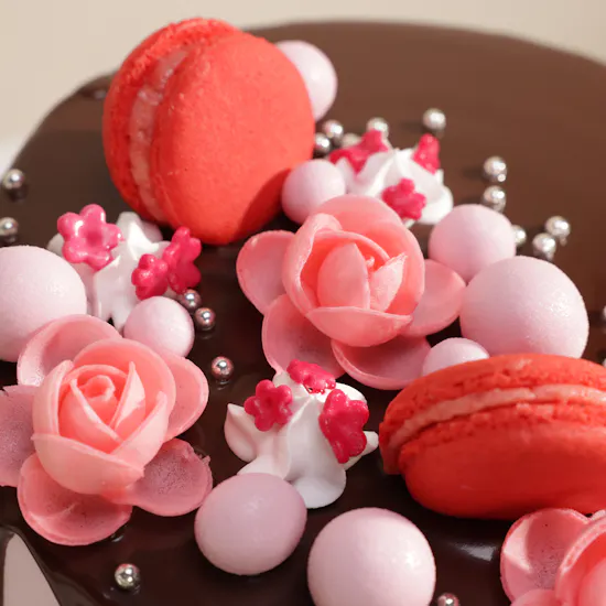 Mister Baker Pink Floral Chocolate Drip Birthday Cake