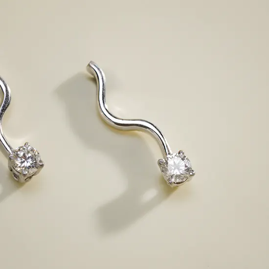 Gold Land Single Diamond Long Earrings
