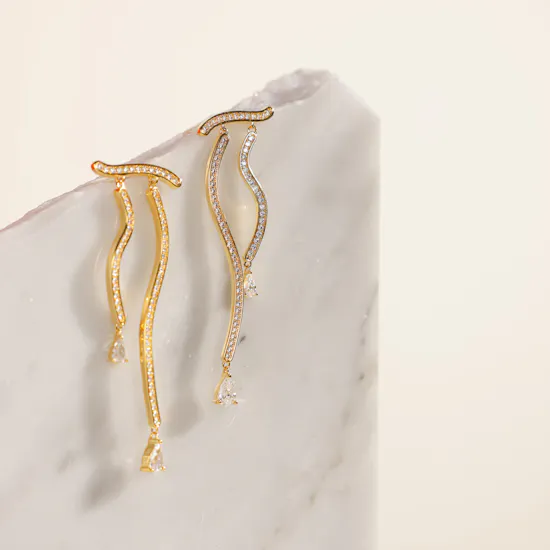 Velvet Desert Gold-plated Dune Mirage Long Drop Earrings