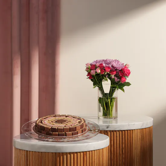 Soucolat Jaipur Trio Mix Round Tray | Sweet Wishes Flower
