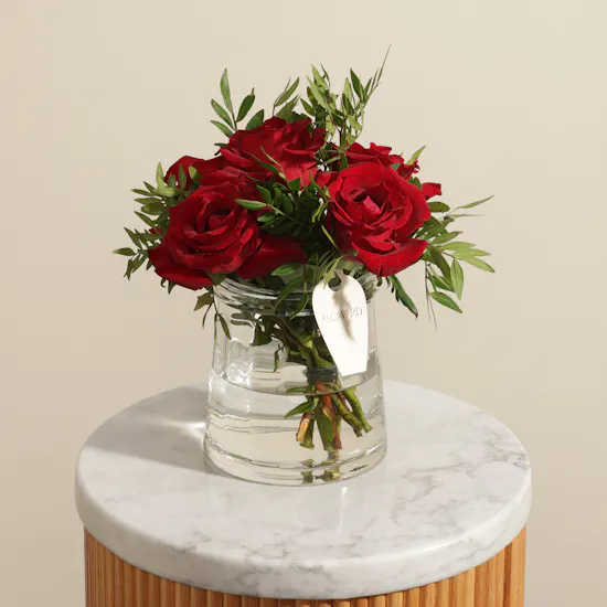 Blush of Romance Red Roses Vase