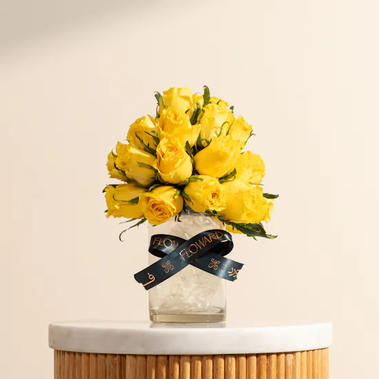 Serene Yellow Roses Vase