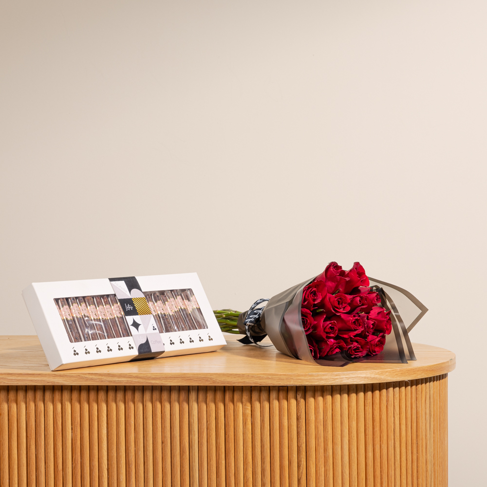 علبة شوكولاتة سيجارمن شنشال | باقة حمراء