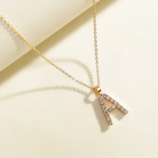 Caroline Svedbom Mini A Letter Crystal Necklace