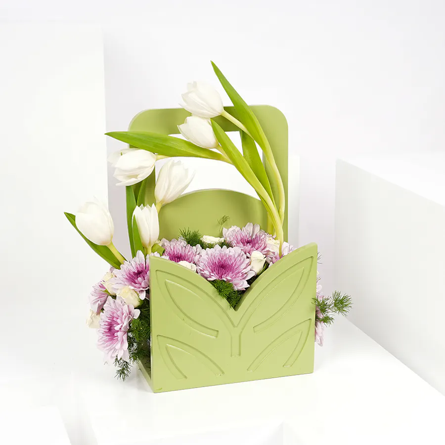 Blooming Beauty Wooden Basket  2
