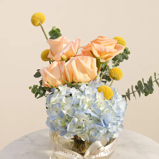 Ghazl Chocolatier Happy Birthday Mini Box | Calm Petal Harmony Flowers Vase