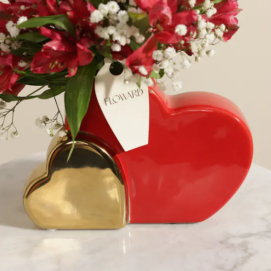 Scarlet Elegance Red Alstroemeria Vase