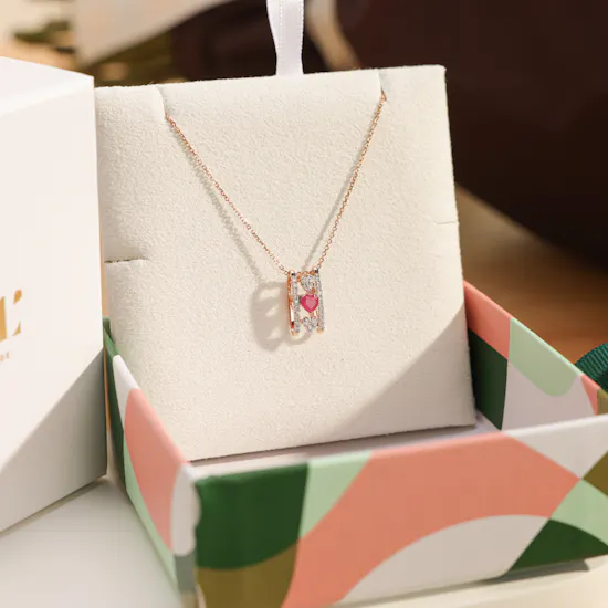Miss L By L'azurde Heart Diamond & Colored Stones Necklace | Classic Romance Bouquet