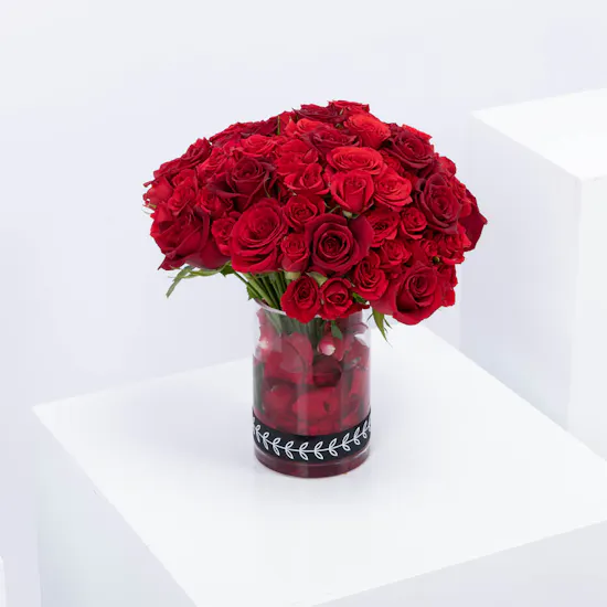 Opulent Red Roses Vase