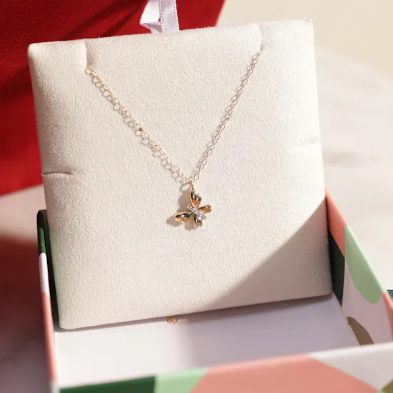 Miss L' by L'azurde Butterfly Diamonds Necklace | Crimson Love Rose Box