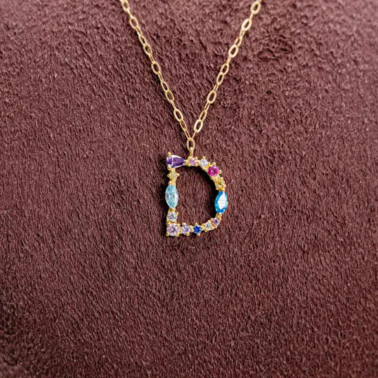 L'azurde Letter D Gold Necklace | Orange Bouquet