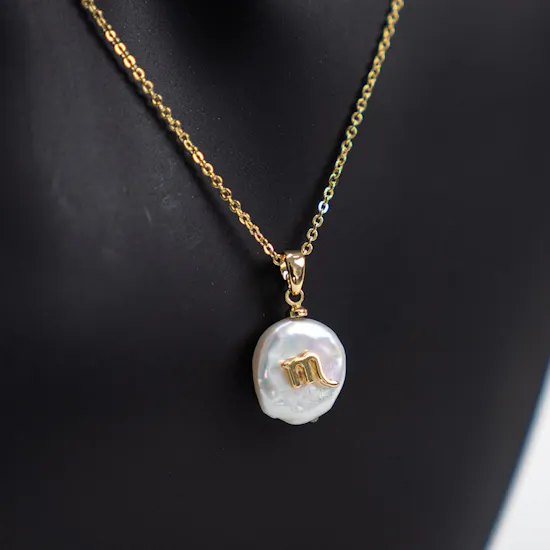 Scorpio Ash Couture Zodiac Necklace | Gold Plated | Pearl