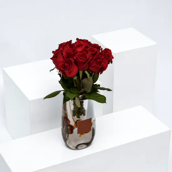 12 Red Roses | Glass Vase