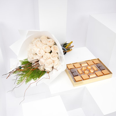 White Rose with Chocolate by Bostani 