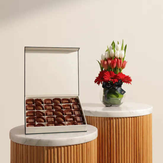 Floward Dates Chocolate Box | Sweet Sentiment Flower Vase