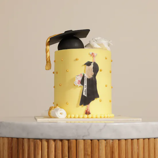Cake Boutique Graduation Cake | Elegant White Rose Bouquet