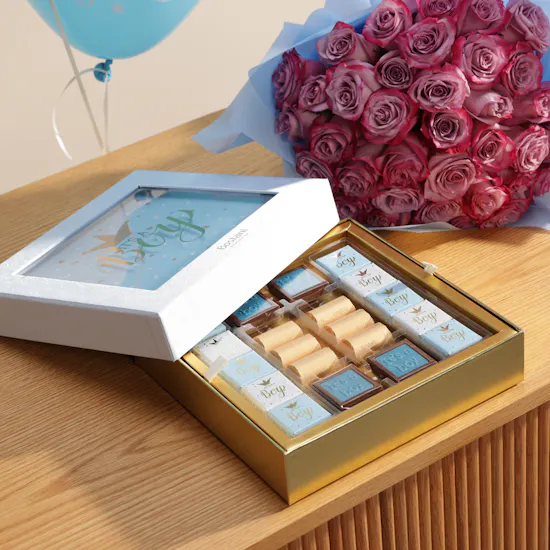 Bostani It's a Boy Chocolates Box | Purple Roses