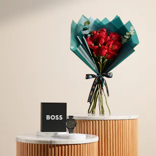 Hugo Boss Black-plated Chronograph Men's Watch | Crimson Beauty Flowers Hugo Boss Black-plated Chronograph Men's Watch | Crimson Beauty Flowers