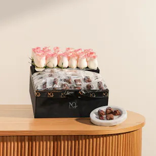 Nor Noyau Black Big Velvet Floral Chocolates Box