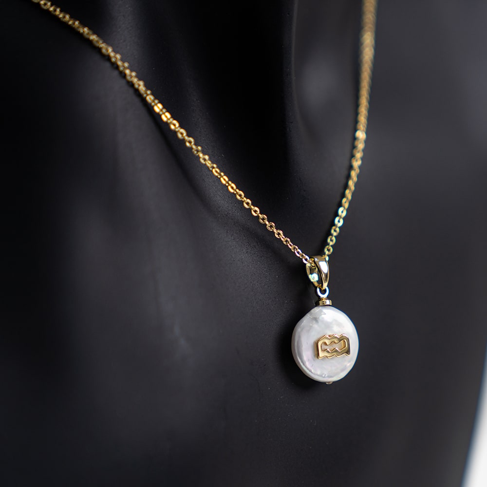 Gold plated zodiac sign Aquarius - Ash couture