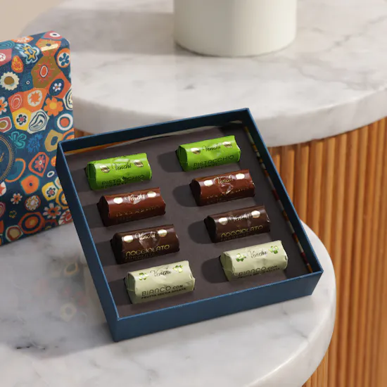 Venchi Murrine Blue Lingottino Chocolate Box | Burst Happiness Flower