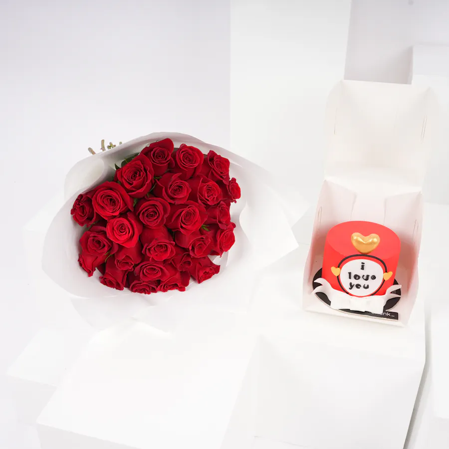 Chunk I Love you Mini Cake | Red Bouquet 1